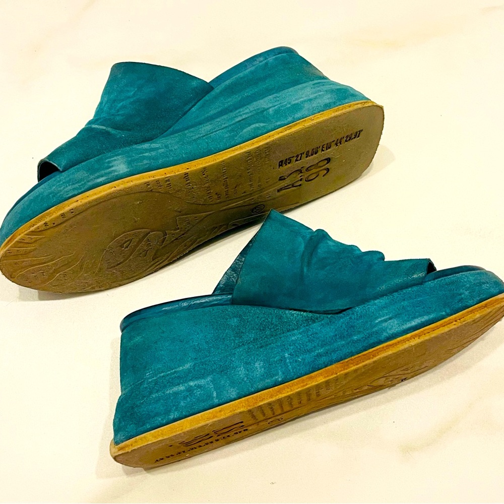 A.S. 98 Teal Suede Platform Sandals Size 37 - Picture 5 of 10